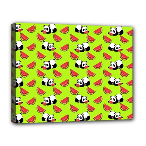 Watermelon Panda Background Wallpaper Canvas 14  X 11  (stretched) by Wegoenart