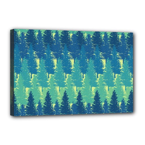 Christmas Trees Pattern Digital Paper Seamless Canvas 18  X 12  (stretched) by Wegoenart