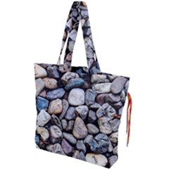 Stone Texture Nature Background Rocks Pebbles Drawstring Tote Bag by Wegoenart