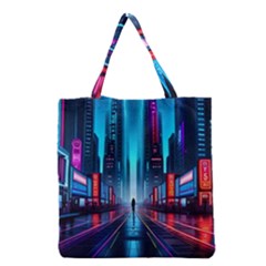City People Cyberpunk Grocery Tote Bag by Jancukart