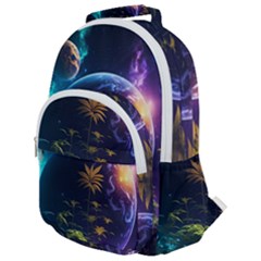 Fantasy People Mysticism Composing Rounded Multi Pocket Backpack by Jancukart