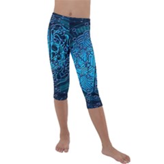 Artificial Intelligence Network Blue Art Kids  Lightweight Velour Capri Leggings  by Semog4