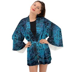 Artificial Intelligence Network Blue Art Long Sleeve Kimono by Semog4