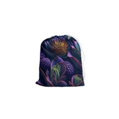 Ai Generated Succulents Flowers Drawstring Pouch (xs) by Semog4