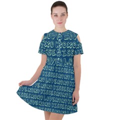 Navy Love Kisses Short Sleeve Shoulder Cut Out Dress  by GardenOfOphir