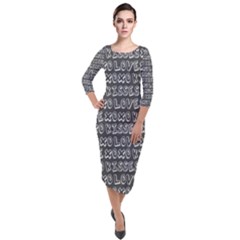 Pattern 321 Quarter Sleeve Midi Velour Bodycon Dress by GardenOfOphir