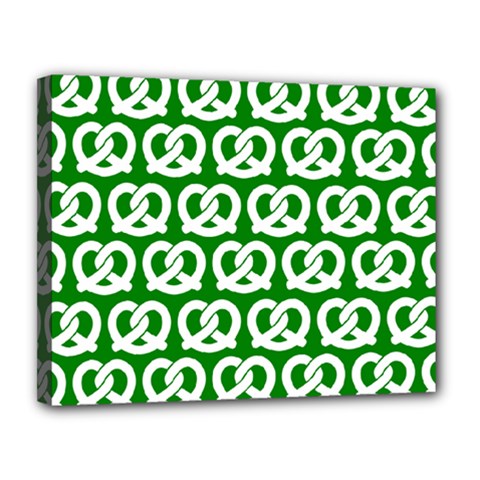 Green Pretzel Illustrations Pattern Canvas 14  X 11  (stretched) by GardenOfOphir