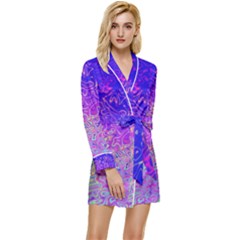Psychedelic Retrovintage Colorful Long Sleeve Satin Robe by Semog4