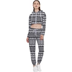 Tribal Zentangle Line Pattern Cropped Zip Up Lounge Set by Semog4