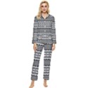 Tribal Zentangle Line Pattern Womens  Long Sleeve Velvet Pocket Pajamas Set View1