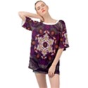 Rosette Kaleidoscope Mosaic Abstract Background Art Oversized Chiffon Top View1