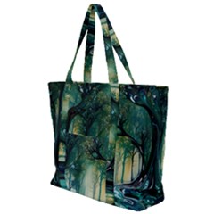 Trees Forest Mystical Forest Nature Zip Up Canvas Bag by Ravend