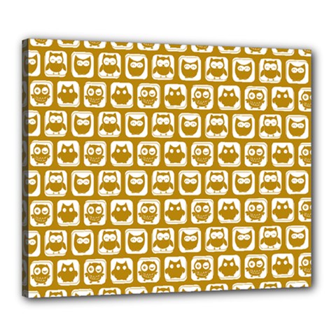 Olive And White Owl Pattern Canvas 24  X 20  (stretched) by GardenOfOphir