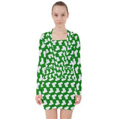 Cute Baby Socks Illustration Pattern V-neck Bodycon Long Sleeve Dress by GardenOfOphir