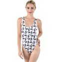 Chooper Motorcycle Drawing Motif Pattern High Leg Strappy Swimsuit View1