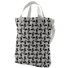 Chooper Motorcycle Drawing Motif Pattern Canvas Messenger Bag by dflcprintsclothing
