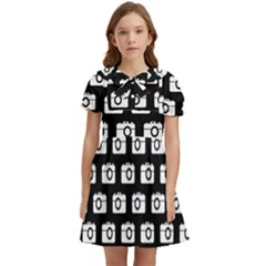 Modern Chic Vector Camera Illustration Pattern Kids  Bow Tie Puff Sleeve Dress by GardenOfOphir