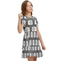 Modern Chic Vector Camera Illustration Pattern Kids  Puff Sleeved Dress View2