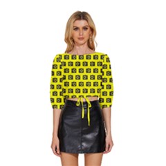 Modern Chic Vector Camera Illustration Pattern Mid Sleeve Drawstring Hem Top by GardenOfOphir