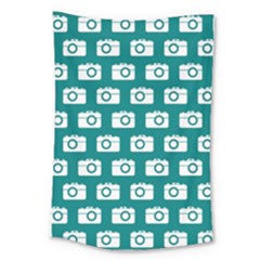 Modern Chic Vector Camera Illustration Pattern Large Tapestry by GardenOfOphir