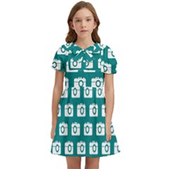 Modern Chic Vector Camera Illustration Pattern Kids  Bow Tie Puff Sleeve Dress by GardenOfOphir