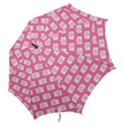 Pink Modern Chic Vector Camera Illustration Pattern Hook Handle Umbrellas (Large) View2
