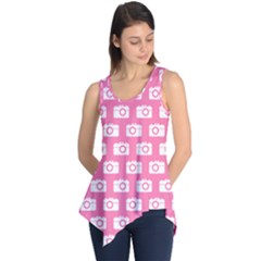 Pink Modern Chic Vector Camera Illustration Pattern Sleeveless Tunic by GardenOfOphir