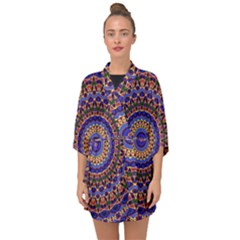 Mandala Kaleidoscope Background Half Sleeve Chiffon Kimono by Jancukart
