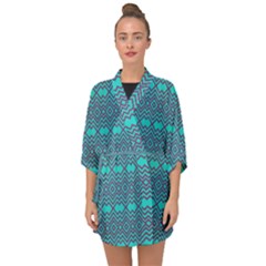 Chevron Zigzag Pattern Half Sleeve Chiffon Kimono by Jancukart