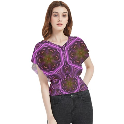 Rosette Mosaic Kaleidoscope Abstract Background Butterfly Chiffon Blouse by Jancukart
