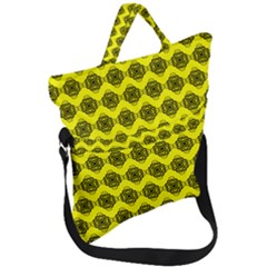 Abstract Knot Geometric Tile Pattern Fold Over Handle Tote Bag by GardenOfOphir