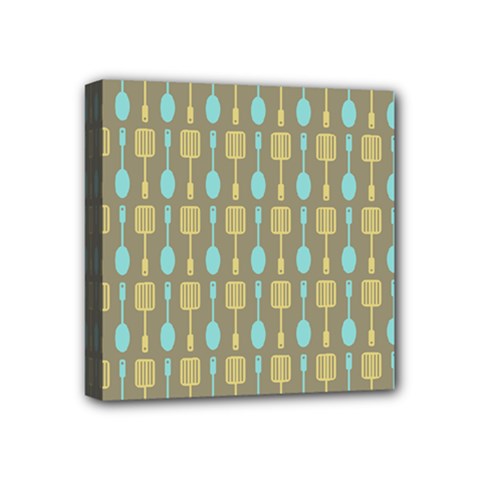 Spatula Spoon Pattern Mini Canvas 4  X 4  (stretched) by GardenOfOphir