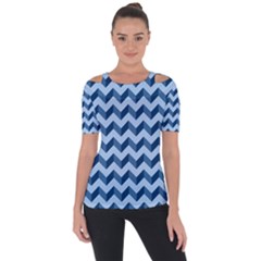 Modern Retro Chevron Patchwork Pattern Shoulder Cut Out Short Sleeve Top by GardenOfOphir