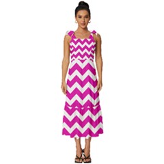 Chevron Pattern Gifts Tie-strap Tiered Midi Chiffon Dress by GardenOfOphir