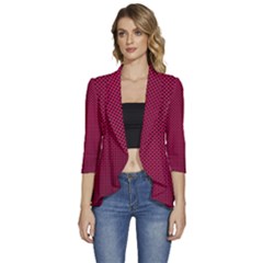Red Women s 3/4 Sleeve Ruffle Edge Open Front Jacket by nateshop