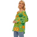 Fruit Tropical Pattern Design Art Off Shoulder Chiffon Pocket Shirt View2