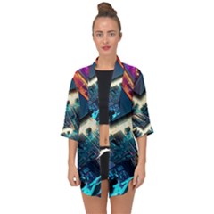 Ai Generated Motherboard City Technology Tech Cpu Open Front Chiffon Kimono by Jancukart