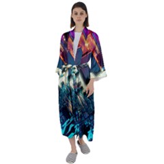 Ai Generated Motherboard City Technology Tech Cpu Maxi Satin Kimono by Jancukart