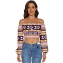 Print Pattern Design Vintage Long Sleeve Crinkled Weave Crop Top View1