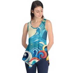 Waves Ocean Sea Abstract Whimsical (2) Sleeveless Tunic by Jancukart
