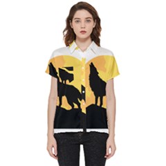 Wolf Wild Animal Night Moon Short Sleeve Pocket Shirt by Semog4