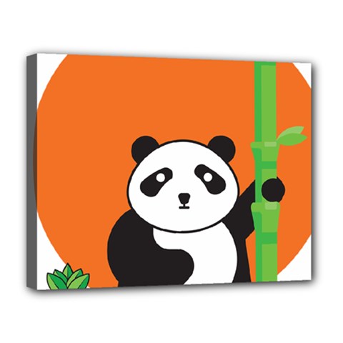 Panda Animal Orange Sun Nature Canvas 14  X 11  (stretched) by Semog4