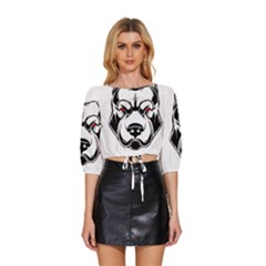 Dog Animal Mammal Bulldog Pet Mid Sleeve Drawstring Hem Top by Semog4