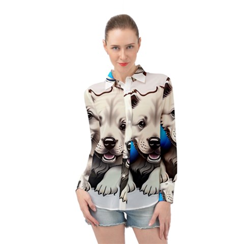 Dog Animal Pet Puppy Pooch Long Sleeve Chiffon Shirt by Semog4