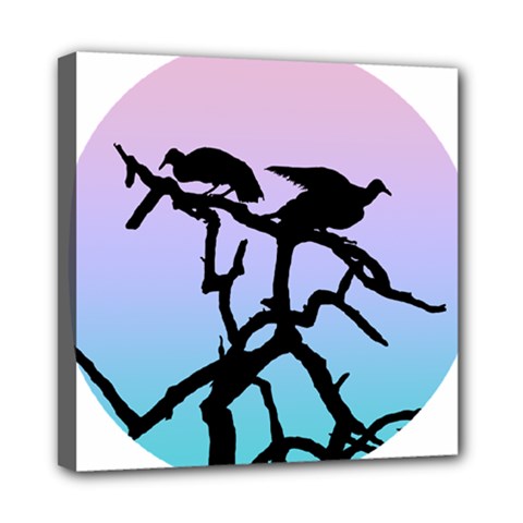 Birds Bird Vultures Tree Branches Mini Canvas 8  X 8  (stretched) by Semog4