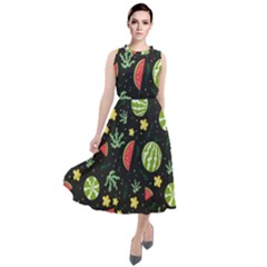 Watermelon Berries Patterns Pattern Round Neck Boho Dress by Semog4