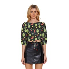Watermelon Berries Patterns Pattern Mid Sleeve Drawstring Hem Top by Semog4