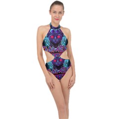 Gamer Life Halter Side Cut Swimsuit by minxprints