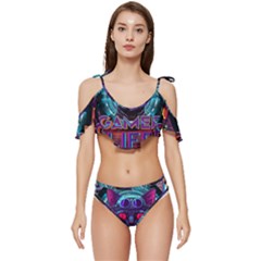 Gamer Life Ruffle Edge Tie Up Bikini Set	 by minxprints