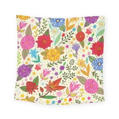 Colorful Flowers Pattern Abstract Patterns Floral Patterns Square Tapestry (small) by Semog4